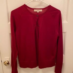 Loft Deep Red Button Up Cardigan